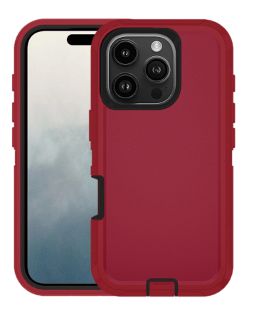 Heavy Duty Case for iPhone 16 Pro (MAROON & BLACK) (Only Ground Shipping)