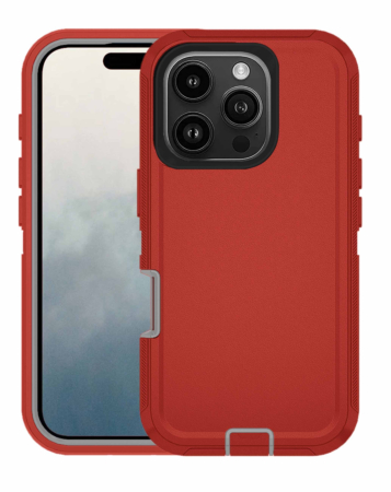 Heavy Duty Case for iPhone 16 Pro (RED & GRAY) (Only Ground Shipping)