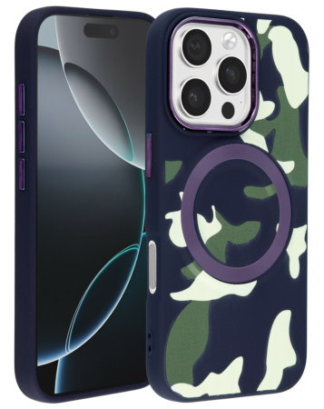Camouflage Design Wireless Charging Case - BLACK for iPhone 16 Pro / 17 (Only Ground Shipping)