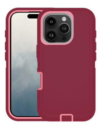 Heavy Duty Case for iPhone 16 Pro Max (MAROON & PINK) (Only Ground Shipping)