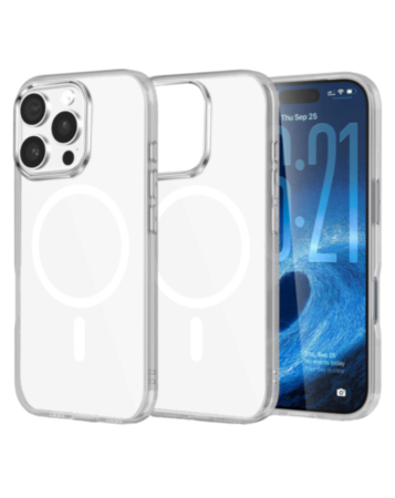 Transparent Magnetic Shockproof Case - WHITE for iPhone 16 Pro Max (Only Ground Shipping)