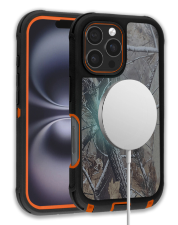 Wireless Charging Heavy Duty Case - CAMO ORANGE for iPhone 16 Pro Max (Only Ground Shipping)