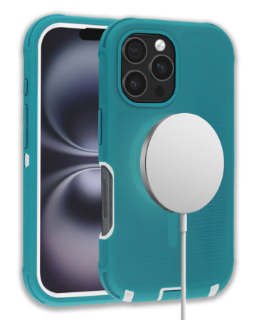 Wireless Charging Heavy Duty Case - TEAL for iPhone 16 Pro Max (Only Ground Shipping)