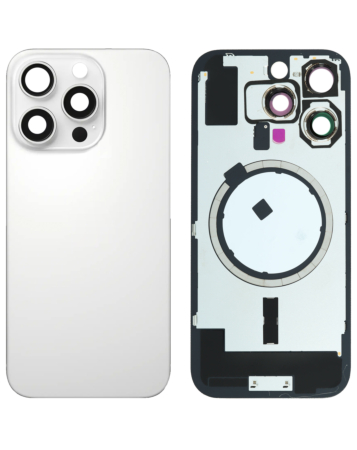 Back Glass with MagSafe Magnet for iPhone 16 Pro (NO LOGO) (WHITE TITANIUM)