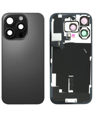 Back Glass with MagSafe Magnet & NFC & Flashlight Flex for iPhone 16 Pro (NO LOGO) (BLACK TITANIUM)