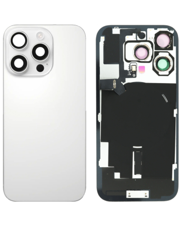 Back Glass with MagSafe Magnet & NFC & Flashlight Flex for iPhone 16 Pro (NO LOGO) (WHITE TITANIUM)