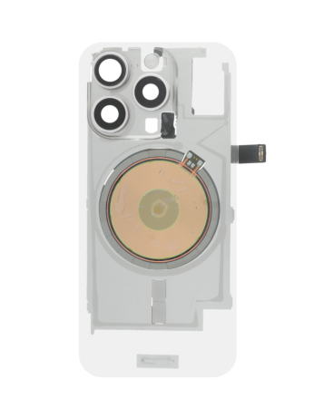 Clear Back Glass with Wireless NFC and MagSafe Magnet for iPhone 16 Pro (NO LOGO) (WHITE TITANIUM)