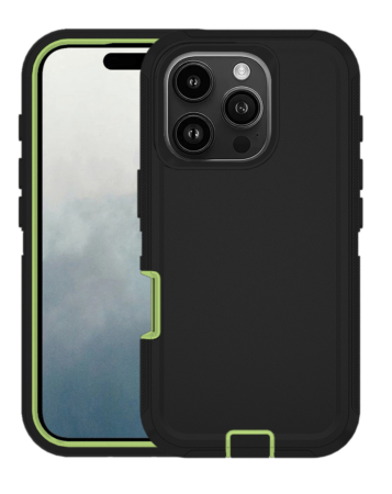 Heavy Duty Case for iPhone 16 Pro (BLACK & GREEN) (Only Ground Shipping)