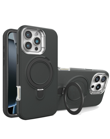 Support Heavy Duty Case with Wireless Charging Kickstand - BLACK for iPhone 16 Pro (Only Ground Shipping)