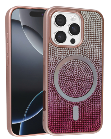 Wireless Charging Bling Diamond Crystal Case - ROSE GOLD for iPhone 16 Pro (Only Ground Shipping)