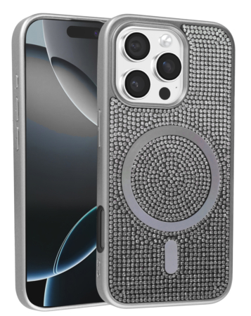 Wireless Charging Bling Diamond Crystal Case - SILVER for iPhone 16 Pro (Only Ground Shipping)