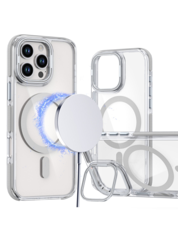 Thin Magnetic Clear Case with Camera Stand Kickstand - CLEAR for iPhone 16 Pro (Only Ground Shipping)