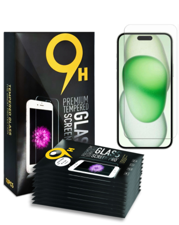 Stock up on the Clear Tempered Glass for iPhone 16 Plus, 2.5D, 10 pieces.
