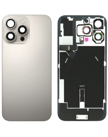 Back Glass with MagSafe Magnet & NFC & Flashlight Flex for iPhone 16 Pro Max (NATURAL TITANIUM) (NO LOGO)