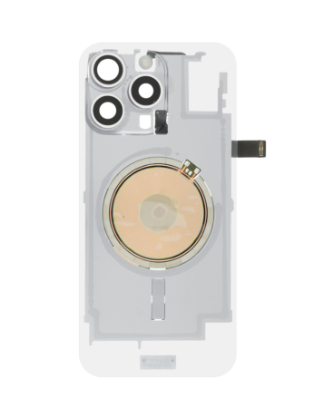 Clear Back Glass with Wireless NFC and MagSafe Magnet for iPhone 16 Pro Max (NO LOGO) (WHITE TITANIUM)