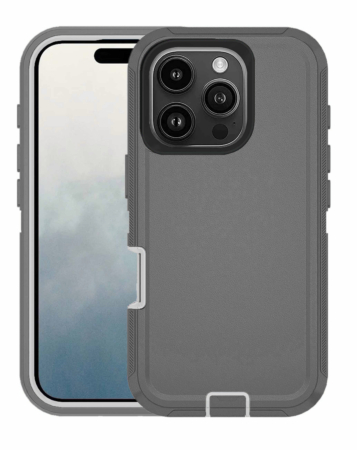 Heavy Duty Case for iPhone 16 Pro Max (DARK GRAY & WHITE) (Only Ground Shipping)