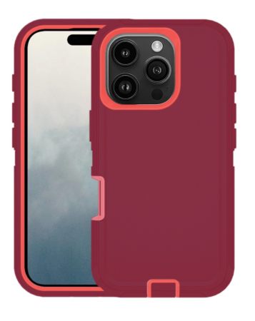 Heavy Duty Case for iPhone 16 Pro (MAROON & RED) (Only Ground Shipping)
