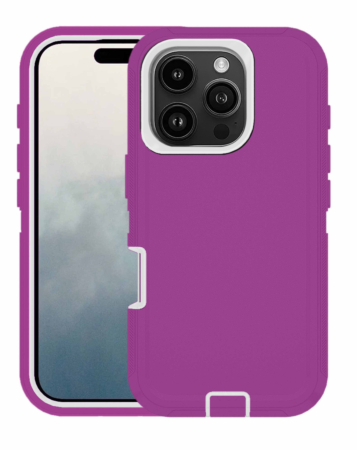 Heavy Duty Case for iPhone 16 Pro Max (HOT PINK & WHITE) (Only Ground Shipping)