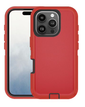 Heavy Duty Case for iPhone 16 Pro Max (RED & BLACK) (Only Ground Shipping)