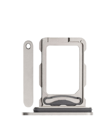 Stock up on the Dual SIM Card Tray in Natural Titanium for iPhone 16 Pro and 16 Pro Max.