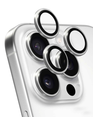 Back Camera Lens with Bracket & Bezel for iPhone 16 Pro / 16 Pro Max (Premium) (WHITE TITANIUM) (3 Piece Set)