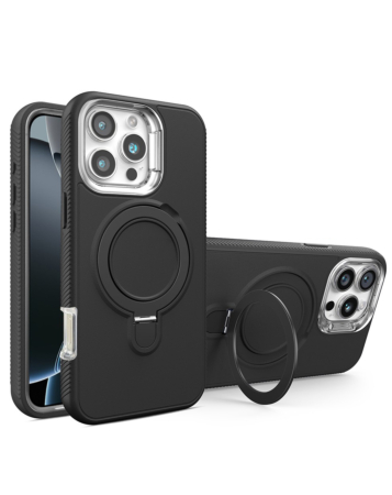 Support Heavy Duty Case with Wireless Charging Kickstand - BLACK for iPhone 16 Pro Max (Only Ground Shipping)