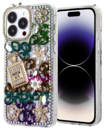 Crystal Flower Silicone Hard Case COLORFUL Style 2 for iPhone 16 Pro Max (Only Ground Shipping)