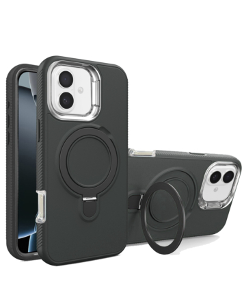 Support Heavy Duty Case with Wireless Charging Kickstand - BLACK for iPhone 17 (Only Ground Shipping)