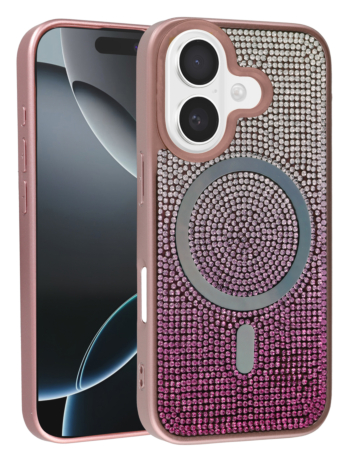 Wireless Charging Bling Diamond Crystal Case - PINK for iPhone 17 (Only Ground Shipping)