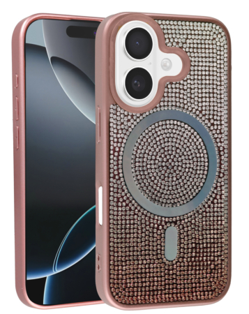 Wireless Charging Bling Diamond Crystal Case - ROSE GOLD for iPhone 17 (Only Ground Shipping)