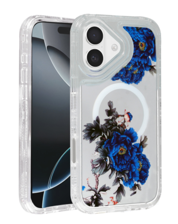 Flower Design Transparent Case with Wireless Charger - Style 2 for iPhone 17 (Only Ground Shipping)
