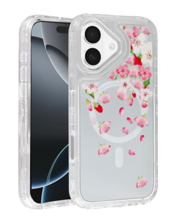 Flower Design Transparent Case with Wireless Charger - Style 6 for iPhone 17 (Only Ground Shipping)