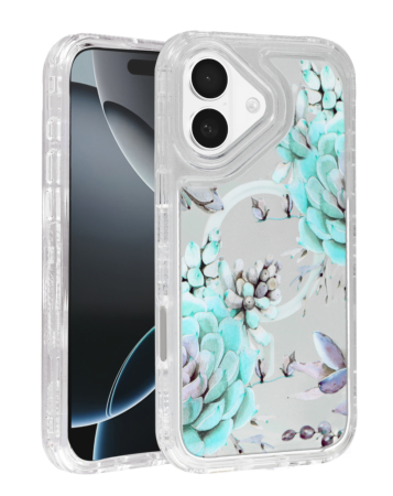 Flower Design Transparent Case with Wireless Charger - Style 8 for iPhone 17 (Only Ground Shipping)