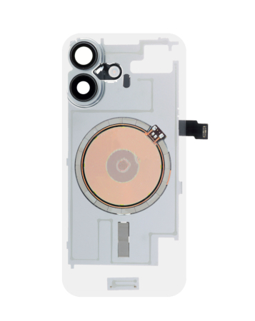Clear Back Glass with Frame and Wireless NFC Charging Flex and MagSafe Magnet for iPhone 17 (NO LOGO) (BLACK)