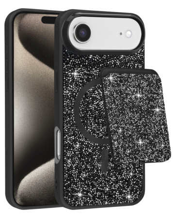 Magnetic Diamond Dual Layer Protection Case with Magnetic Card Slot- BLACK for iPhone Air (Only Ground Shipping)