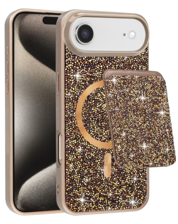 Magnetic Diamond Dual Layer Protection Case with Magnetic Card Slot- GOLD for iPhone Air (Only Ground Shipping)