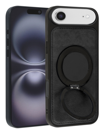 Slim Leather Case with Wireless Charging Kickstand - BLACK for iPhone 17 Air (Only Ground Shipping)