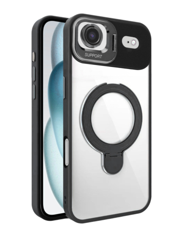 Magnetic Clear Case with 2 Kickstand & Camera Lens - BLACK for iPhone Air (Only Ground Shipping)