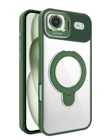 Magnetic Clear Case with 2 Kickstand & Camera Lens - DARK GREEN for iPhone Air (Only Ground Shipping)