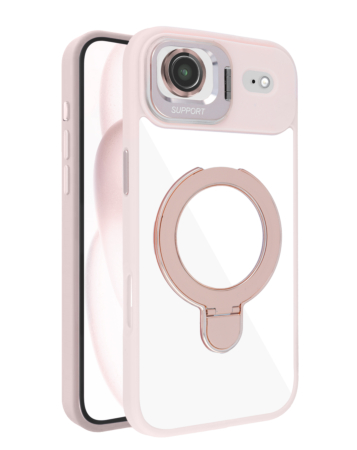 Magnetic Clear Case with 2 Kickstand & Camera Lens - PINK for iPhone Air (Only Ground Shipping)
