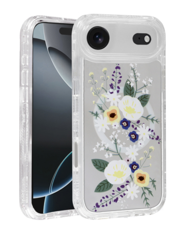 Flower Design Transparent Case with Wireless Charger - Style 3 for iPhone Air (Only Ground Shipping)