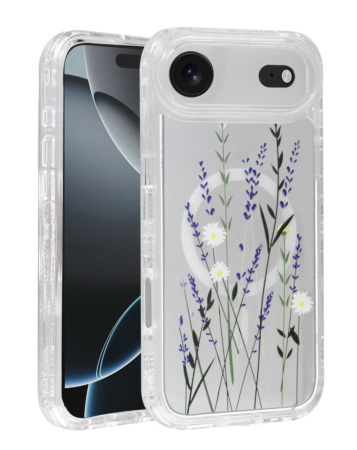 Flower Design Transparent Case with Wireless Charger - Style 4 for iPhone Air (Only Ground Shipping)