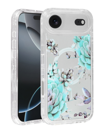 Flower Design Transparent Case with Wireless Charger - Style 8 for iPhone Air (Only Ground Shipping)