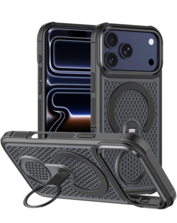 Honeycomb Design 360 Rotating Ring Kickstand Case (BLACK) for iPhone 17 Pro (Only Ground Shipping)