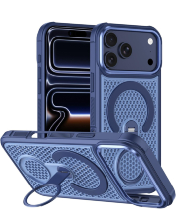 Honeycomb Design 360 Rotating Ring Kickstand Case (NAVY BLUE) for iPhone 17 Pro (Only Ground Shipping)