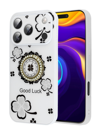 Luxury Diamond Shiny Cases with Ring - WHITE for iPhone 17 Pro (Only Ground Shipping)