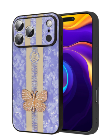 Luxury Diamond Shiny Cases with Butterfly Design - PURPLE for iPhone 17 Pro (Only Ground Shipping)