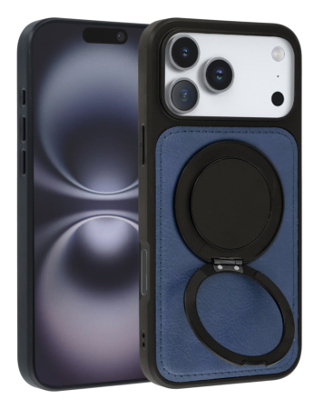 Slim Leather Case with Wireless Charging Kickstand - BLUE for iPhone 17 Pro (Only Ground Shipping)
