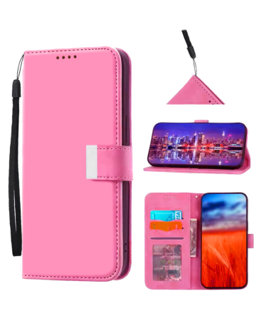 Elegant Leather Wallet Case with Wristlet Strap - PINK for iPhone 17 Pro (Only Ground Shipping)