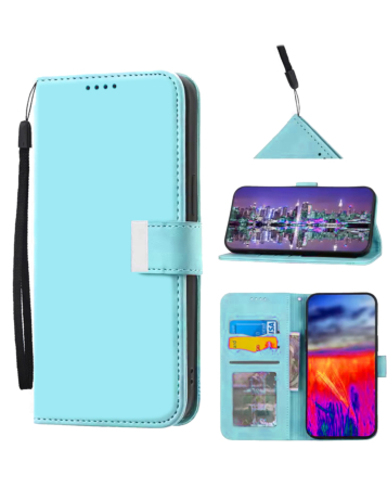 Elegant Leather Wallet Case with Wristlet Strap - TEAL for iPhone 17 Pro (Only Ground Shipping)